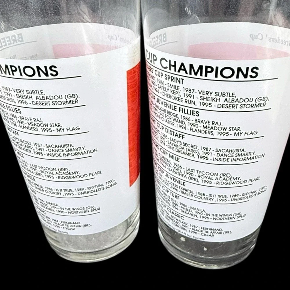 1996 Breeders' Cup Glass Woodbine Racetrack Horse Racing Glasses Set of‎ 2